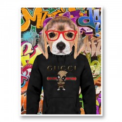 Beagle in Gucci Hoodie Graffiti Art Print