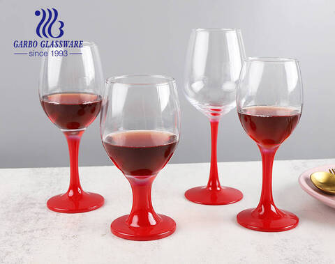 Jubilant stem glassware with dark color red for wine brandy serving