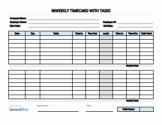 Biweekly Timecard With Tasks in Word