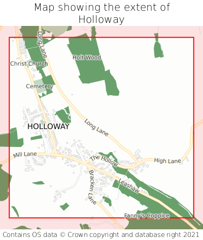 Map showing extent of Holloway as bounding box