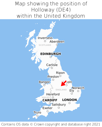 Map showing location of Holloway within the UK