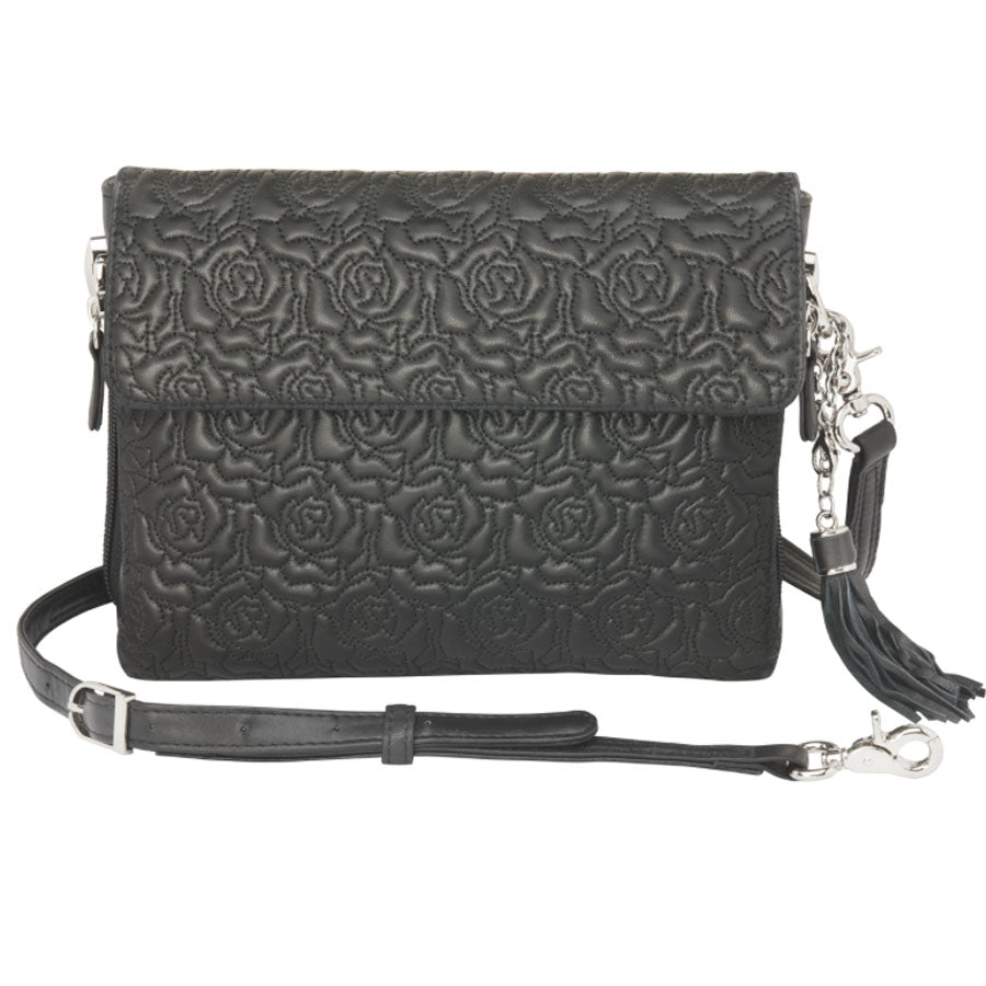 Embroidered Rose Concealed-Carry Clutch