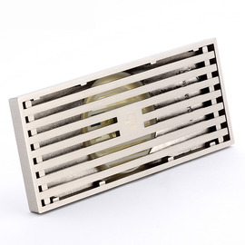 Modern Brushed Nickel High End Parallel Shower Drain - Floor Drain