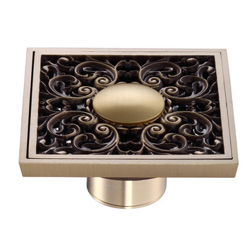 Cheap Antique Bronze Pattern Odor Removal Square Shower Drain