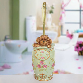 Bathroom Bear Toilet Brush Holder Carved Resin Decorative