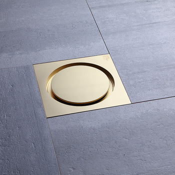 High End Polished Gold/ Brushed Antique / Brushed Nickel Shower Drain Bathroom Square Brass Floor Mounted Drain