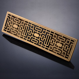 Floor Mounted Rectangular Shower Drains Hollow Design Brass