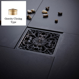 Oil Rubbed Bronze Shower Drain Carved Black Square