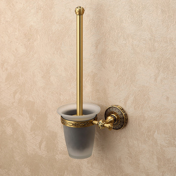 LTJ Luxury Vintage Gold Wall Mounted Brass Toilet Brush Holder