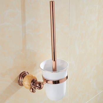 Yellow Marble Toilet Brush Holder Wall Mounted Ceramic Cup Rose Gold/ Gold Bathroom Brush Holder