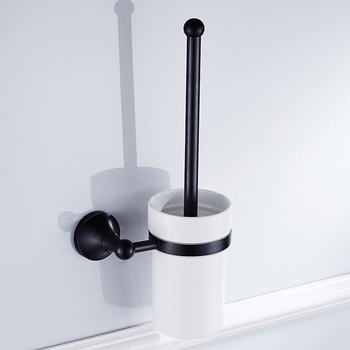 Wall Mounted Toilet Brush Holder Oil Rubbed Bronze Modern Brass Bathroom with White Ceramic