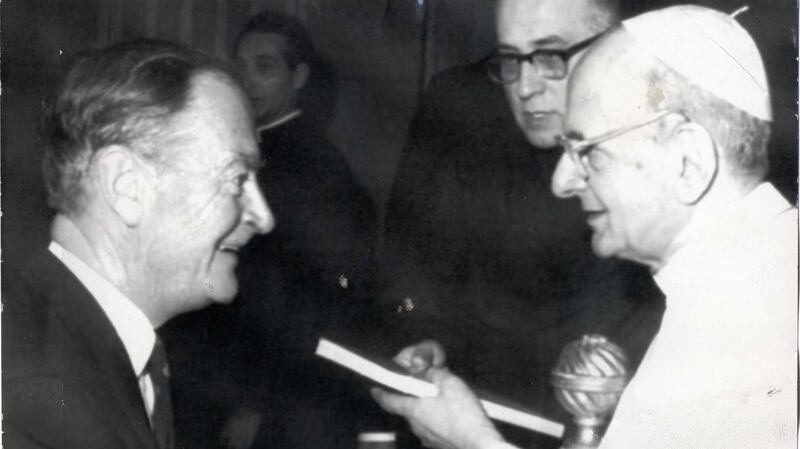 Liam Cosgrave, then Fine Gael leader, meets  Pope Paul VI  in the Vatican in 1972