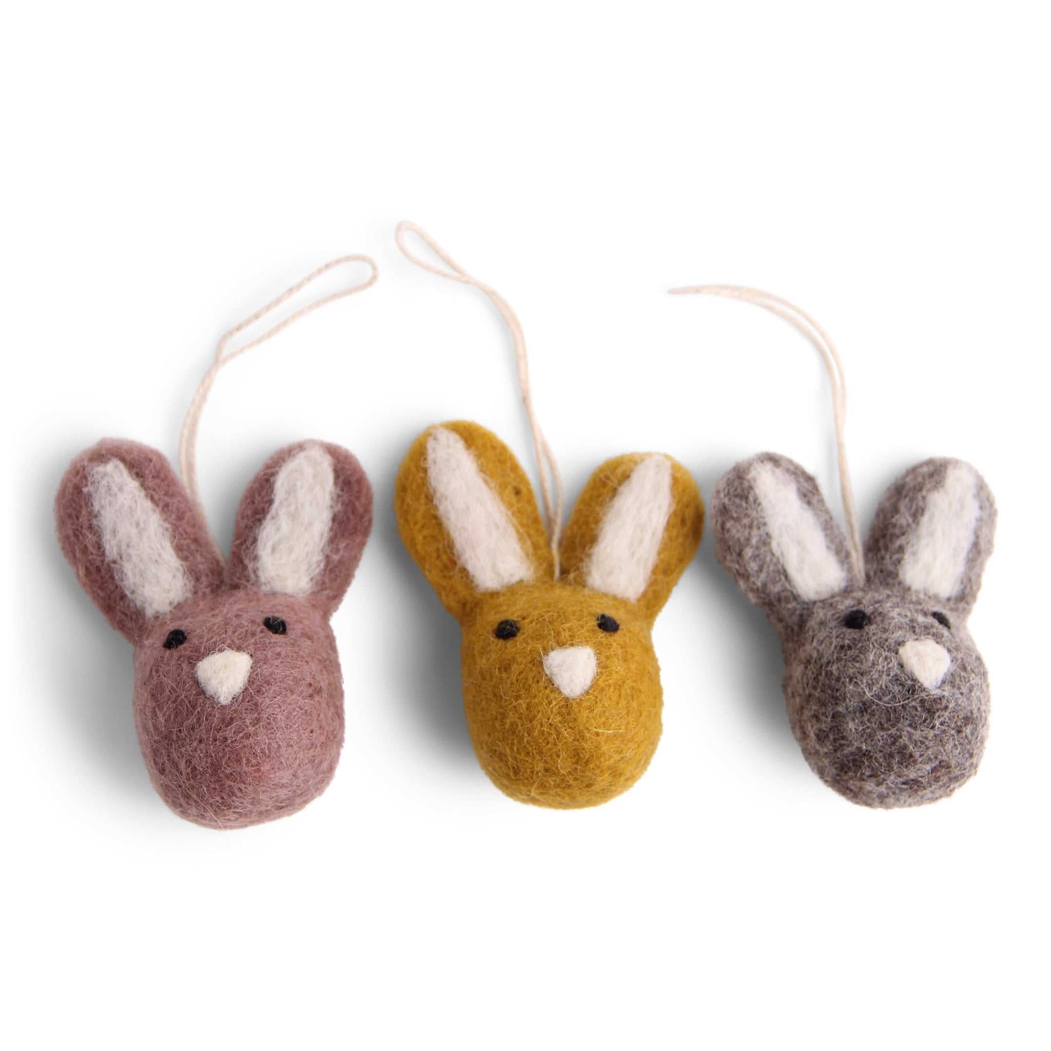 En Gry & Sif Felt Mini Bunny Faces - Burnt Colours - Set of 3