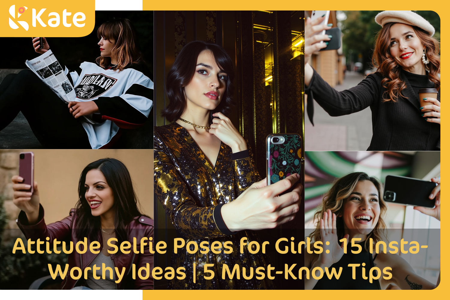 Different attitude selfie poses for girls.