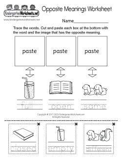 Opposite Meanings Worksheet