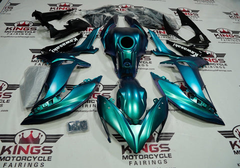 KAWASAKI NINJA 650R (2017-2019) Satin Pearl Lavender & Light Blue Chameleon Fairings at KingsMotorcycleFairings.com