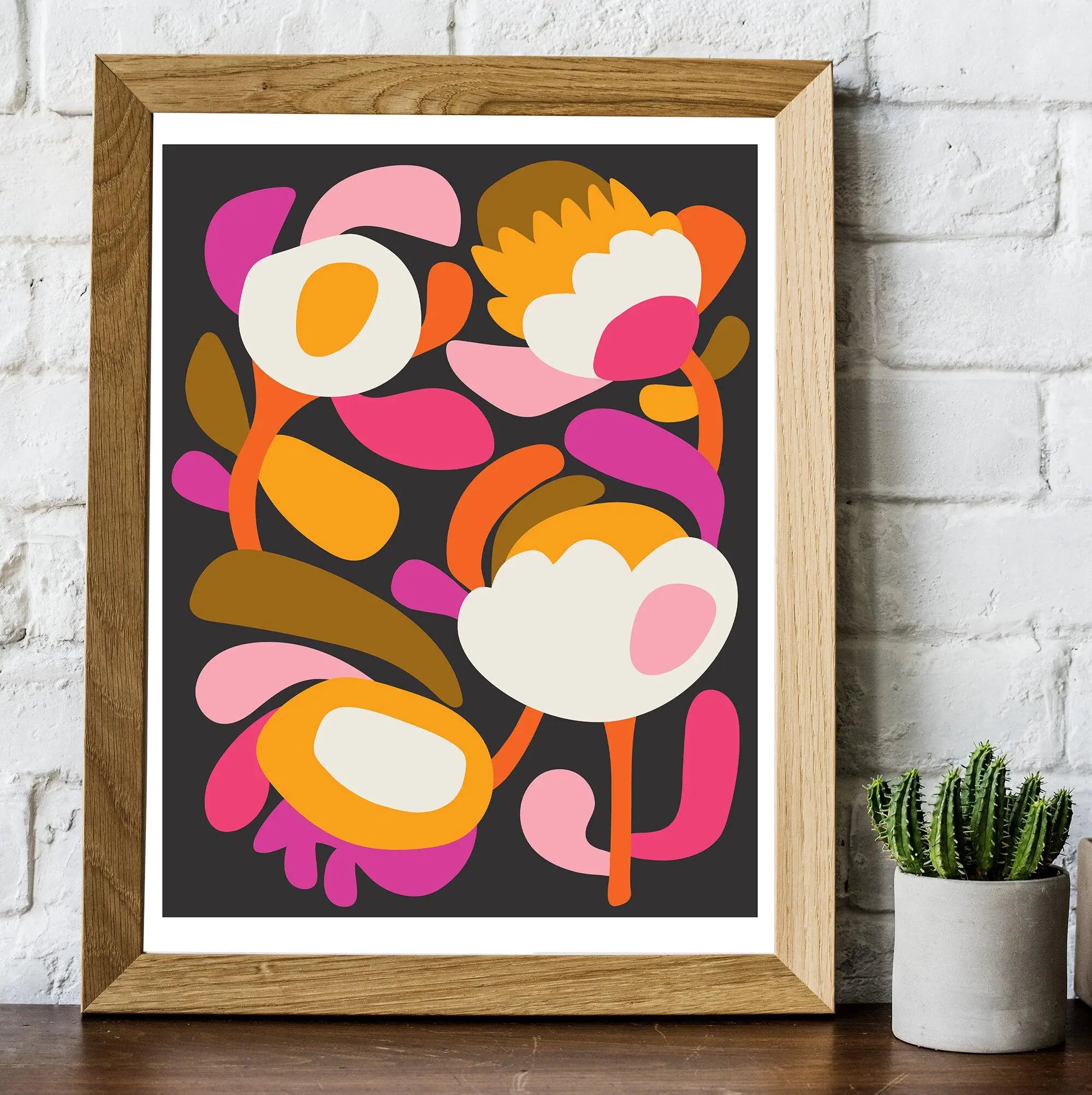 Modern Scandinavian Flower Wall Art Print. - Kirsten Katz