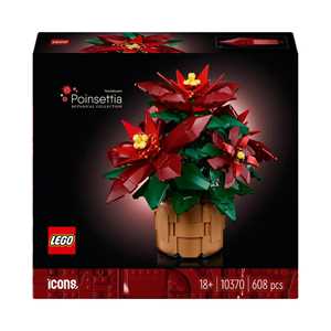 Giocattolo LEGO Icons 10370 Stella di Natale, Fiori Finti Fai da Te per Adulti, Decorazione Natalizia, Idea Regalo per Uomo e Donna LEGO