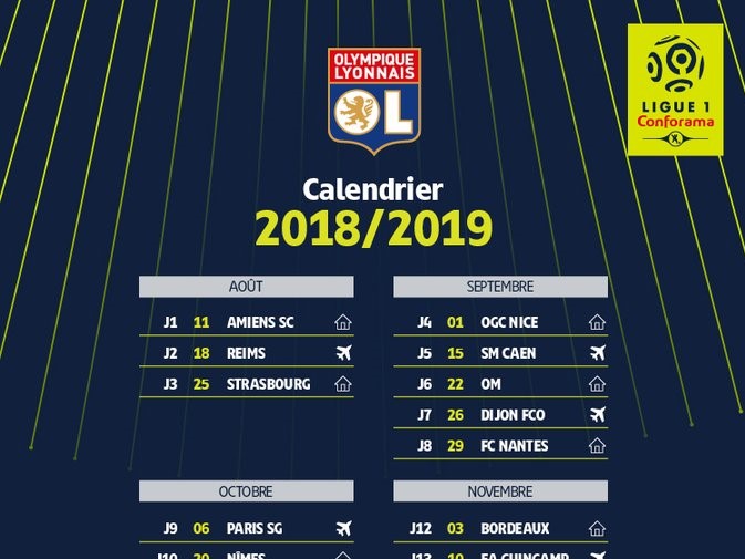 Download Calendrier OL Ligue 1 2018-2019