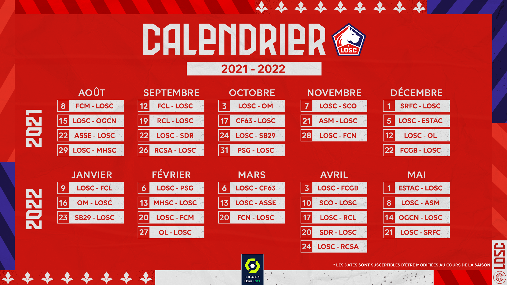 Calendrier Ligue 1 Losc 2022 - Calendrier Pleine 2022