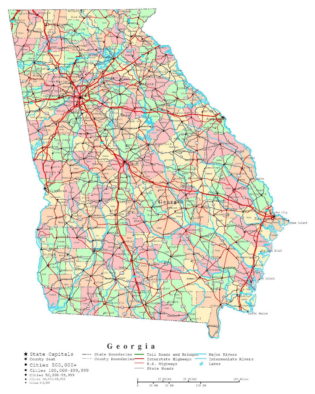 Printable Road Map Of Georgia