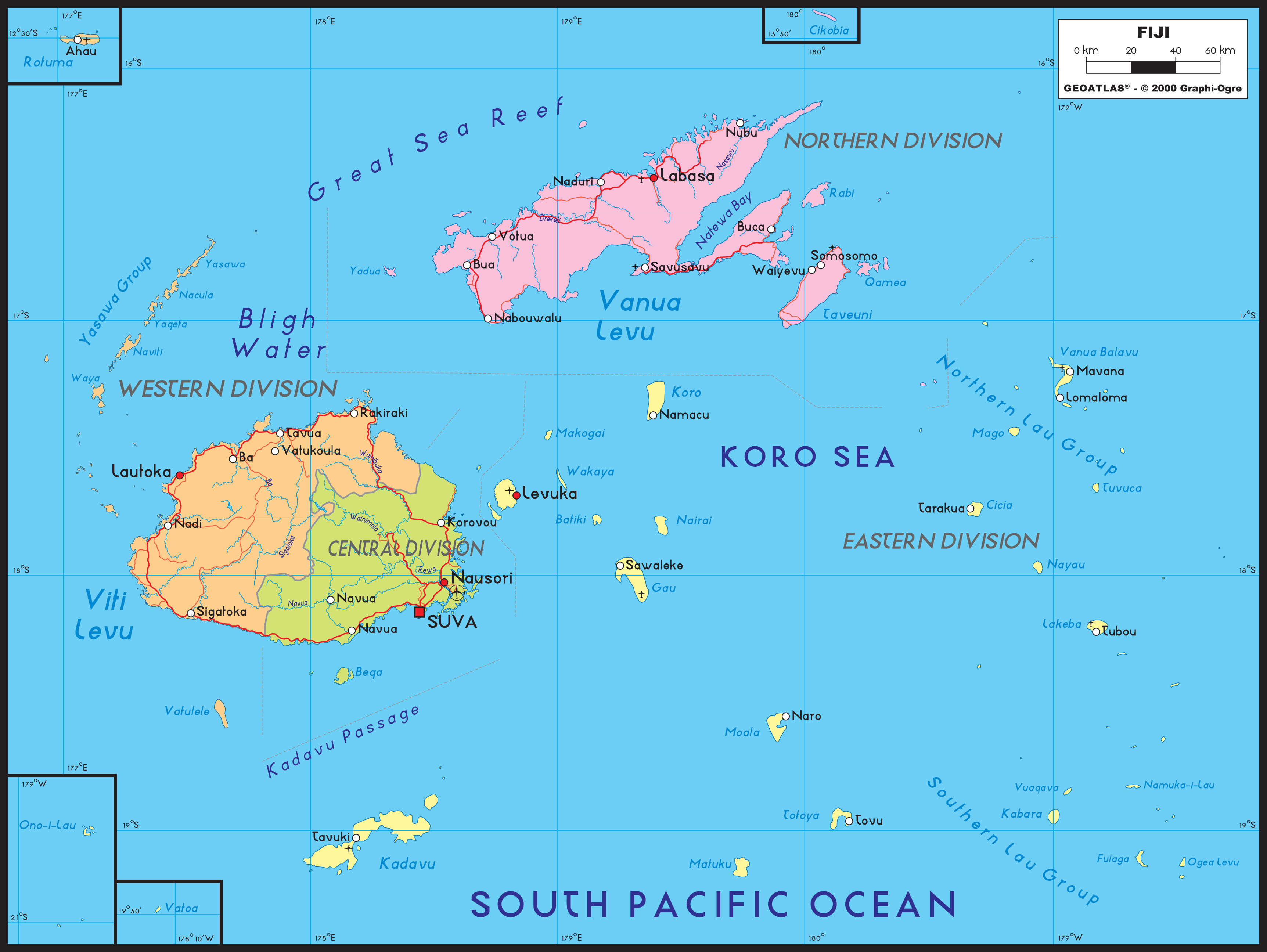 Fiji Political Map Digital Maps Netmaps Uk Vector Eps And Wall Maps ...