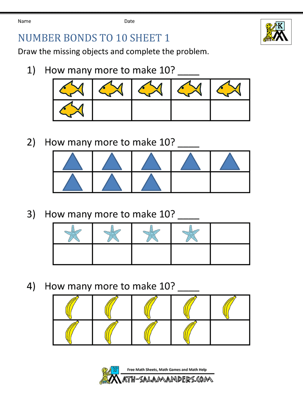 Number Bond Worksheet