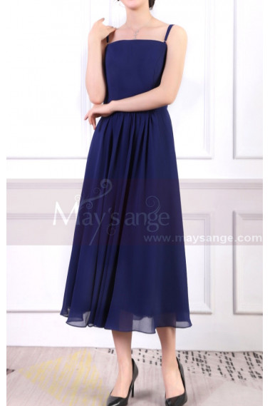 Blue Dress For Birthday Party With Thin Straps And Elastic Back - L1963 #1