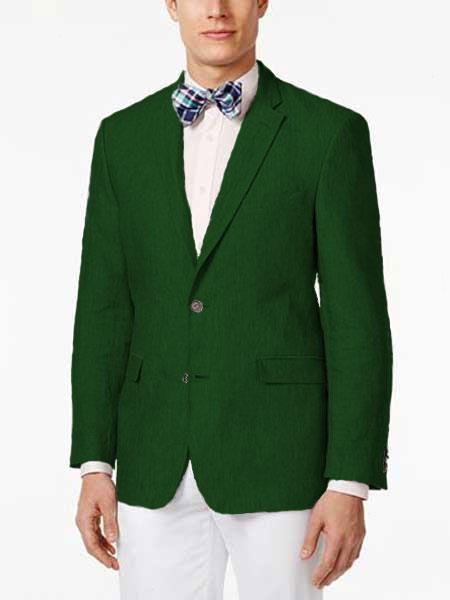 Mens Linen Blazer - Hunter Green Linen Sport Coat - Summer Blazer