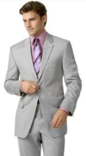  Mens 2-Button Silver Suit 