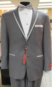  2 button notch collar rayon/poly Eleganza Formal Modern Fit Suits Dinner Jacket/Blazer~Grey