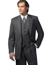  High Quality 2 Button Solid Charcoal Gray Vested 2 Piece Suits For