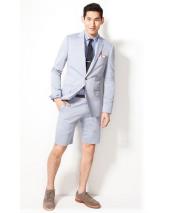  Mens Summer Business Suits With Shorts Pants Set (Sport Coat Looking) Light