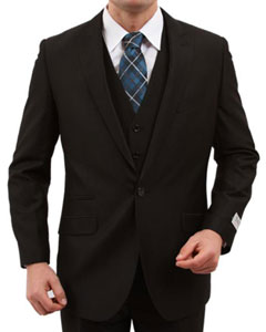  Mens One Button Slim Fit Black Suit 