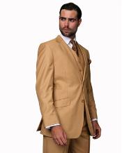  Mens Camel 2 Button 100% Vested 3 Piece Fine Brands Best Italian