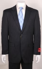  Black Stripe ~ Pinstripe Modern Fit 2 Button without pleat flat front