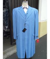 SKU#MK449 Mens Fashion Light Sky Blue ~ Baby Blue Zoot Suit Maxi 45 inch Suit