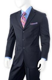  Albeto Nardoni Dark Navy Blue Pinstripe ~ Three Buttons Style suit ~