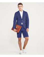  Mens summer business suits with shorts pants set (sport coat Looking)Indigo ~