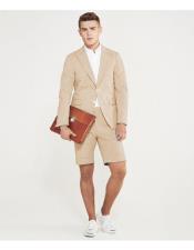  Mens Camel Peak Lapel  Summer Business Suits