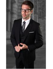  Mens One Button Black Suit