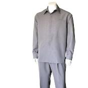  Mens Plain Long Sleeve Casual Walking Ash Suit