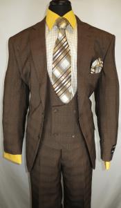  Mens Checkered Suit  Brown ~ Plaid Design Suit Jacket