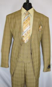  Mens Suit  Tan ~ Plaid Design Checkered Suit Jacket