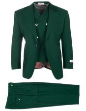  Olive Green ~ Hunter Green Suit Pleated Classic Fit Athletic Fit Cut