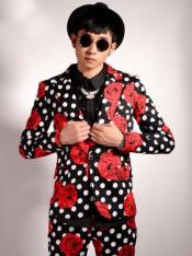  Polka Dot Suit (Jacket + Pants) + Black and White and Red