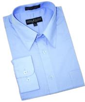 SKU#BF768 Light Blue ~ Sky Blue Cotton Blend Dress Shirt With Convertible Cuffs