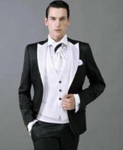  Mens Black and White Suit