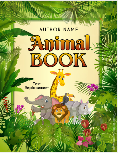 Animal book cover page template | MS Word Cover Page Templates