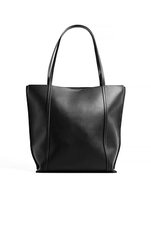 Black Borsa tote squadrata in pelle